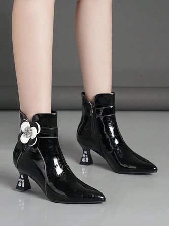 Elegant Flower Rhinestone Wine Glass Heel Dress Boots 2 Elegant Flower Rhinestone Wine Glass Heel Dress Boots - Image 2