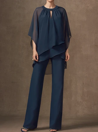 Plain Elegant Crew Neck Loose Urban Two-Piece Set 2 Plain Elegant Crew Neck Loose Urban Two-Piece Set - Image 2