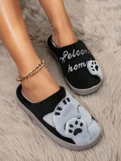 Casual Cartoon Cat Letters Embroidery Warmth Fluffy Slippers 32 Casual Cartoon Cat Letters Embroidery Warmth Fluffy Slippers -Zolucky Sales Store 9a02c87230c1d8fce13889e334613842
