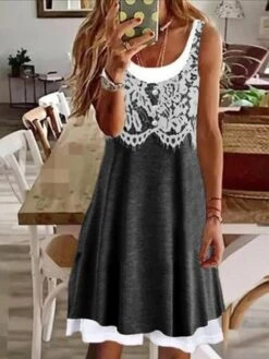 Plain Crew Neck Casual Short Sleeve Knit Dress -Zolucky Sales Store 9a6cf30dafe6c7488b450036522c52db