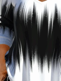 Plus Size Loose Abstract V Neck Casual T-Shirt -Zolucky Sales Store 9b18340af048df3831f3d3b574538729