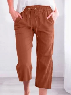 Women's Casual Summer Linen Pants High Waisted Loose Yoga Sweatpants Crop Pants With Pockets -Zolucky Sales Store 9b529315c3bc4dd6900b22e1b987e751