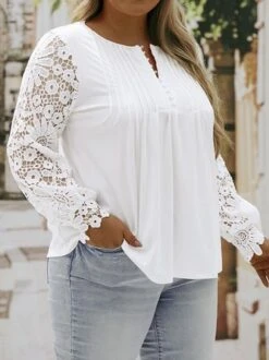 Plus Size Elegant Loose Jersey Half Open Collar Top -Zolucky Sales Store 9b95cb38ef9e9b17531275105d6fb369