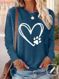 Jersey Heart/Cordate Crew Neck Casual T-Shirt