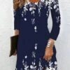 Plus Size Crew Neck Casual Floral Dress