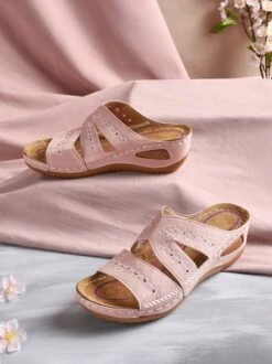 Floral Embroidered Cutout Boho Casual Wedge Slides -Zolucky Sales Store 9ca7d817d6efe121b74dad5e66684abf