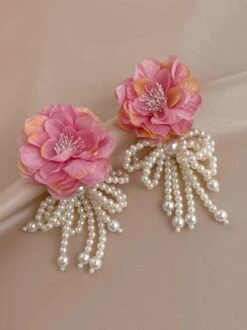 Elegant Flower Imitation Pearl Bowknot Party And Wedding Dangle Earrings -Zolucky Sales Store 9cc2733c4baa1117380e26b4371917be