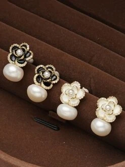 Elegant Camellia Natural Pearl Rhinestone Stud Earrings -Zolucky Sales Store 9ce760534694d93a2c74f98547eb5c7e