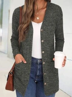 Pocket Stitching Casual Plain Jersey Kimono -Zolucky Sales Store 9d93153efba9e19ebce4a3423fe6384a