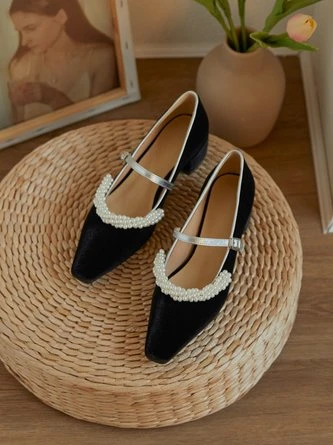 Elegant Imitation Pearl Decor Block Heel Mary Jane Shoes 7 Elegant Imitation Pearl Decor Block Heel Mary Jane Shoes - Image 7