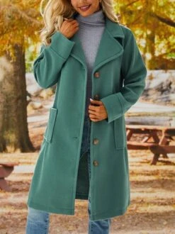 Solid Long Sleeve Cotton-Blend Overcoat 33 Solid Long Sleeve Cotton-Blend Overcoat -Zolucky Sales Store 9f03d11fab0383b9d3c30449ab7bf8af