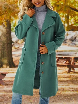 Solid Long Sleeve Cotton-Blend Overcoat 14 Solid Long Sleeve Cotton-Blend Overcoat - Image 14