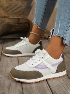 Casual Color Block Mesh Fabric Paneled Lace-Up Sneakers -Zolucky Sales Store 9f47706837954984a4262e7edf3f00fa 1698039606882