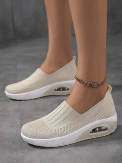 Breathable Air Cushion Platform Slip On Flyknit Sneakers -Zolucky Sales Store 9fe3d74b6359f7504764954525f91b71