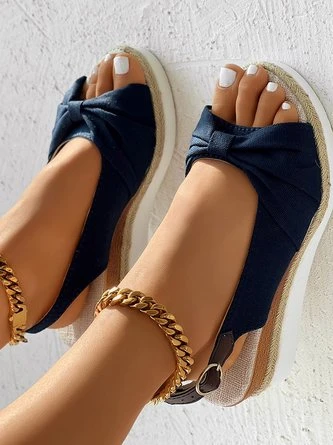 Fabric Summer Wedge Heel Wedge Sandal 10 Fabric Summer Wedge Heel Wedge Sandal - Image 10