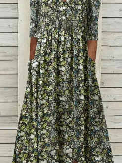 Casual Floral V Neck Short Sleeve Dress -Zolucky Sales Store a0f3137ace32f4bada5bba88adbfbe72