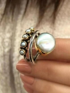 Vintage Silver Distressed Pearl Open Ring -Zolucky Sales Store a1034c607da9a7e92ee465f10a170e61