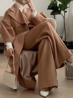 Casual Lapel Collar Plain Woolen Coat -Zolucky Sales Store a1047498958aa7006b6399a2855b5d9f