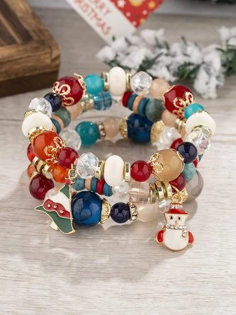 Christmas Cartoon Pendant Bracelet Set Multi-layered Beaded Bracelet 5 Christmas Cartoon Pendant Bracelet Set Multi-layered Beaded Bracelet - Image 5