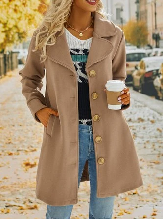 Solid Long Sleeve Cotton-Blend Overcoat 5 Solid Long Sleeve Cotton-Blend Overcoat - Image 5