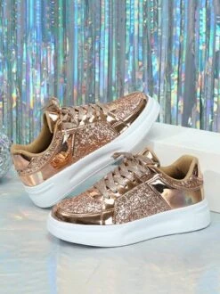 Women Fashion Glitter Paneled Lace-Up Skate Shoes 29 Women Fashion Glitter Paneled Lace-Up Skate Shoes -Zolucky Sales Store a1cebff809ac7da15a630b275d6707d1