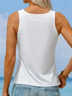 Casual Regular Fit Notched Floral Tank Top -Zolucky Sales Store a1f5ff267a1c18186ec2bf524c69cd56