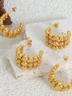 Women Minimalist Gradient Ball Bead C-shaped Earrings -Zolucky Sales Store a252713e2d1e0dafdde985c550bbf76a