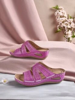 Floral Embroidered Cutout Boho Casual Wedge Slides -Zolucky Sales Store a26d5fe394344055ac0ccfe54901bd6f
