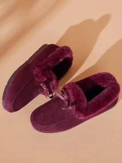 Winter Casual Non-Slip Furry Lined Flat Peas Shoes -Zolucky Sales Store a28e6de3f92b8900fc2f599436cf22c0