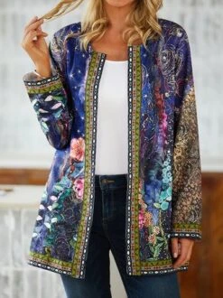 Floral Print Vintage Crew Neck Jacket -Zolucky Sales Store a2983b6570075906b22f71ddb541580e