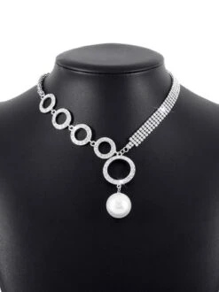 Elegant Imitation Pearl Circle Rhinestone Pendant Necklace -Zolucky Sales Store a42de2b41ce17051e5babc43233f36ba