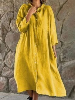 Cotton Casual Loose Plain Dress -Zolucky Sales Store a47f87b324c67a15b8d8b01691dd548a