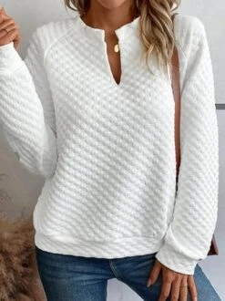Plus Size Notched Loose Casual Sweatshirt