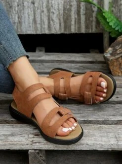 Vintage Embroidery Hook And Loop Comfy Sole Flat Sandals -Zolucky Sales Store a48cabba930f7f126d8e03353d431b79