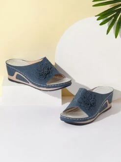 3D Floral Cutout Upper Vintage Bohemian Wedge Slippers -Zolucky Sales Store a5033f48623d422f59dc05384434f55e