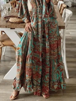 New Women Chic Vintage Boho Hippie Shift Holiday Floral 3/4 Sleeve Weaving Dress 5 New Women Chic Vintage Boho Hippie Shift Holiday Floral 3/4 Sleeve Weaving Dress -Zolucky Sales Store a507d12b64b343bed496a29cbe1a2ab8