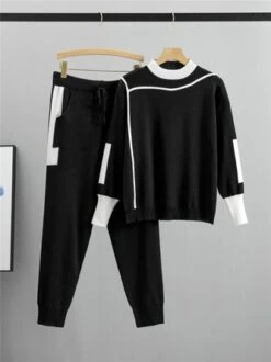 Yarn/Wool Color Block Crew Neck H-Line Long Sleeve Top With Pants Heavyweight Warmth Casual Two-Piece Set 10 Yarn/Wool Color Block Crew Neck H-Line Long Sleeve Top With Pants Heavyweight Warmth Casual Two-Piece Set -Zolucky Sales Store a6365cc17726716bbb98e38039f77759