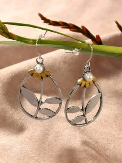 Vintage Silver Floral Earrings Bohemian Ethnic Style Dress Women Jewelry -Zolucky Sales Store a71c23d6fe186bfc292e3eb82ee2d239