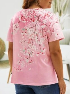 Plus Size Floral Crew Neck Loose Casual T-Shirt -Zolucky Sales Store a737343d98298656aebbad07f8f26ec4