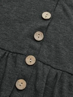 Cotton Mixed Plain Button Simple Midi Dress -Zolucky Sales Store a74a02787bd5c0b7e7a5e578fe48f2c6