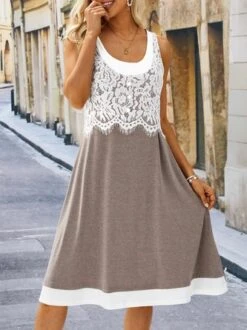 Plain Crew Neck Casual Short Sleeve Knit Dress -Zolucky Sales Store a7d1d78db9ff396ac00b83ad56903d89