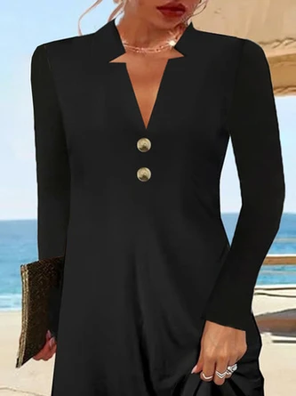 Plus Size Plain Jersey Casual Loose Dress 2 Plus Size Plain Jersey Casual Loose Dress - Image 2