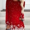 Christmas Long Sleeve Crew Neck Printed Top T-shirt TUNIC Xmas T-shirt