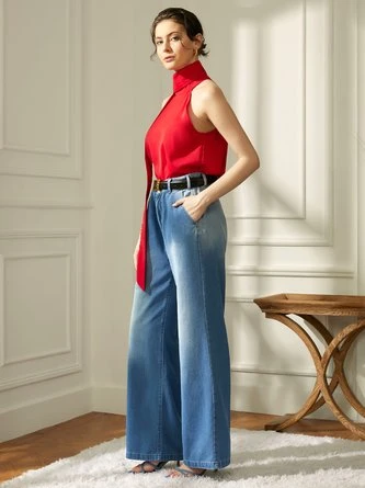 Loose High Waist Plain Urban Wide Leg Long Jeans 17 Loose High Waist Plain Urban Wide Leg Long Jeans - Image 17