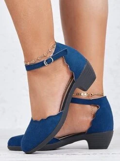 Navy Faux Suede Casual Block Heels -Zolucky Sales Store a9d1dfd3fc66a4f5a7670698e705e6cb