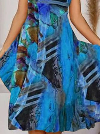 Boho Printed V Neck Floral Weaving Dress 5 Boho Printed V Neck Floral Weaving Dress - Image 5