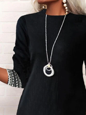 Crew Neck Geometric Casual Dress 2 Crew Neck Geometric Casual Dress - Image 2