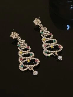 Christmas Tree Multicolor Rhinestone Dangle Earrings -Zolucky Sales Store aace15d5ba6427199cfd5ccda3048c35