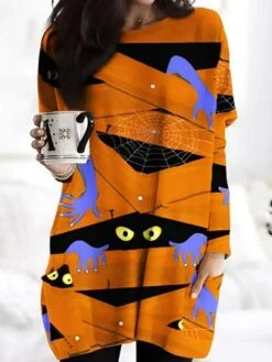 Loose Casual Pocket Stitching Halloween Dress 7 Loose Casual Pocket Stitching Halloween Dress -Zolucky Sales Store aad473fdc5ad9439cfef9ec5b2cbc554