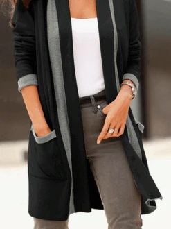 Casual Color Block Other Coat -Zolucky Sales Store ab35f4784aa9e5926fa1764a92a9132d